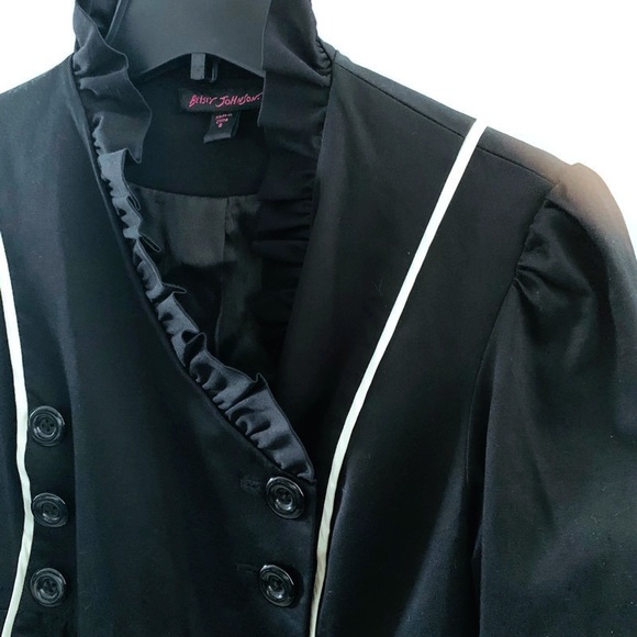 !Sold! Betsey Johnson Black Jacket Blazer Silk - Picture 3 of 8